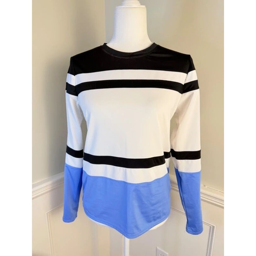 TAIL Black White Blue Colorblock Long Sleeve Golf Top M